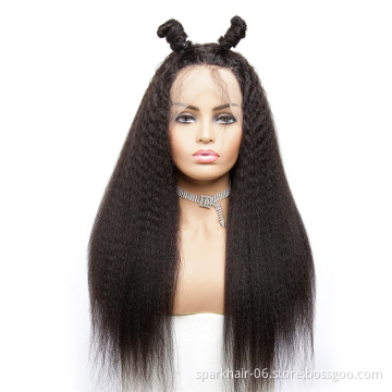 Brazilian Human Hair Lace Front Wig,Kinky Straight Virgin Hair Lace Wig For Black Women, Pre-Pluck Lace Wig With Baby Hair